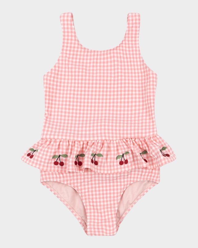 Girl's Soline Gingham-Print Swimsuit, Size 9M-18M